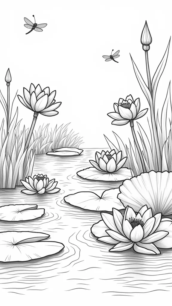 coloring pages of water lilies